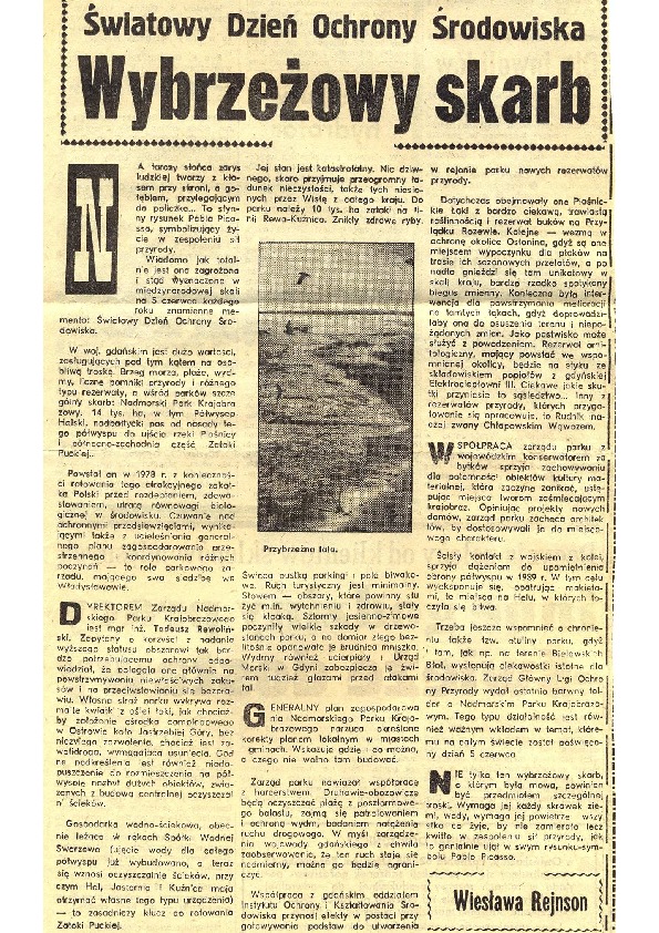 Okładka: Światowy Dzień Ochrony Środowiska-wybrzeżowy skarb. Wieczór Wybrzeża. 4.06.1982